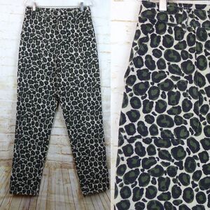 ASOS Leopard Pants Women 30x33 Utility Canvas Cotton Straight Button Fly Hemmed